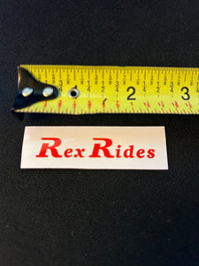 Small "Rex Rides" - Opaque (White) Background